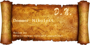 Demmer Nikolett névjegykártya